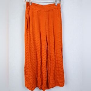 Leith Pumpkin Orange Metallic Dot Wide Leg High Rise Womans Pants Boho Punk Fall